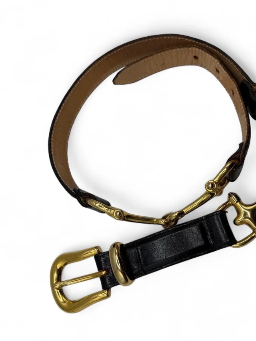Horsebit Black faux leather belt